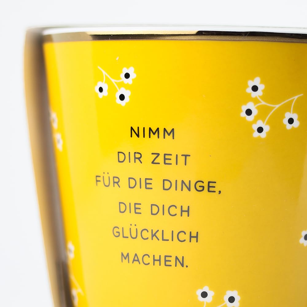 Graphic Workshop Coffee Mug with 100% Real Gold | Porcelain Mug | 420 ml | Take your time