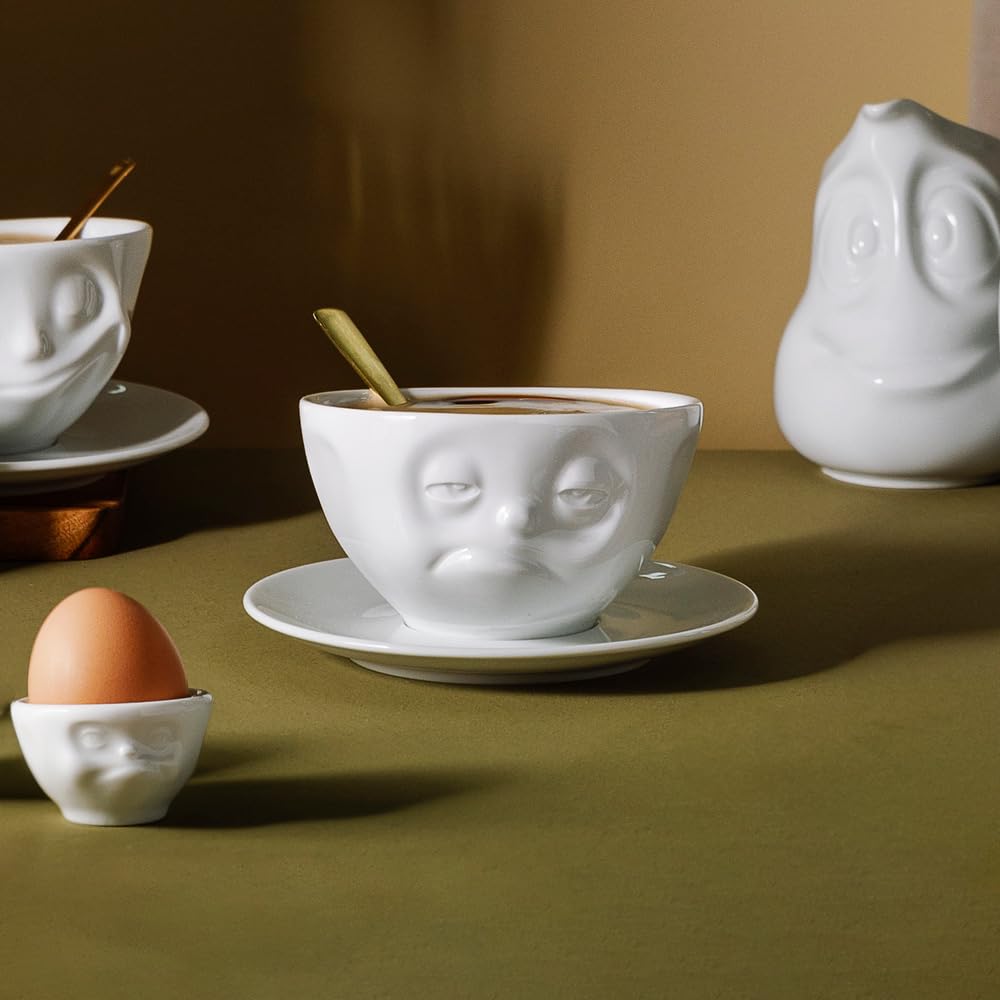 FIFTYEIGHT PRODUCTS / Tazze / Tazza da caffè "Assonnato" (porcellana, 200 ml, bianca, Made in Germany)