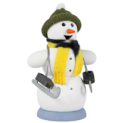 Kuhnert Rauchmann/Räucherfigur aus Holz - Schneemann mit Schlittschuhen - ca. 13 cm - Made in Germany