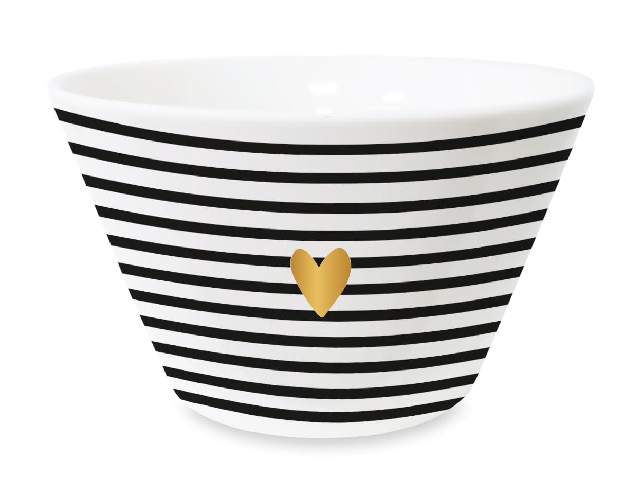 Graphics Workshop Cereal Bowl | with Real Gold | Porcelain | Heart, Black and White