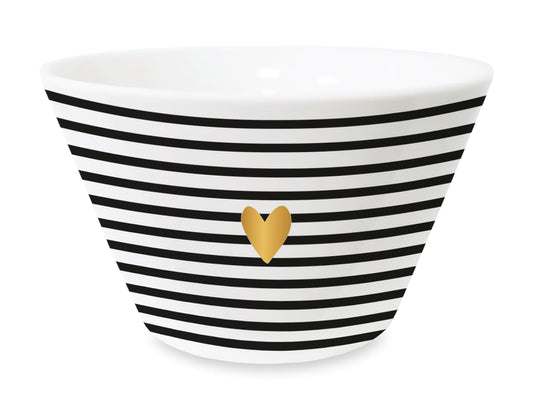 Graphics Workshop Cereal Bowl | with Real Gold | Porcelain | Heart, Black and White