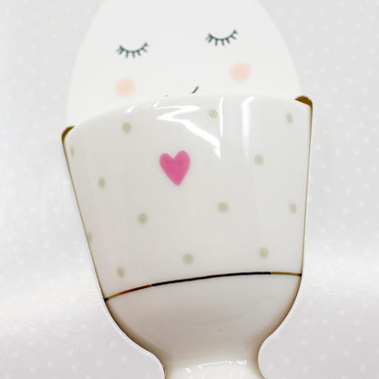 Graphics Workshop Egg Cup with 100% Real Gold | Porcelain Cup | Heart Red