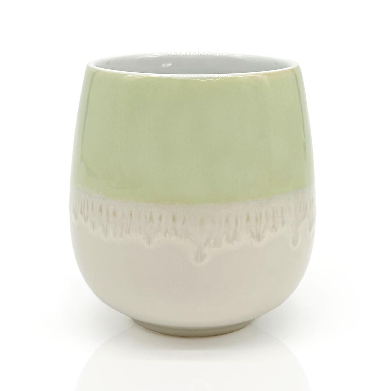 Mea-Living STONEWARE Mug | "CLOVER" | green | 400 ml | hand-decorated drinking mug or flower pot