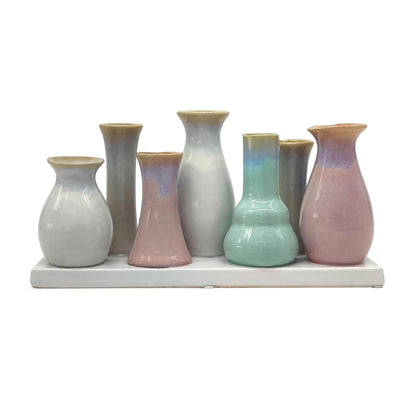 Mea Living 7 Väschen GROß auf Tablett  aus Keramik, multicolor