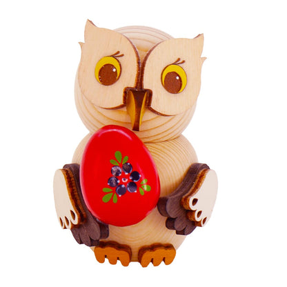 Kuhnert - Decoration/Wooden Figurine - Mini Owl with Easter Egg - Size: approx. 7cm - Made in Germany