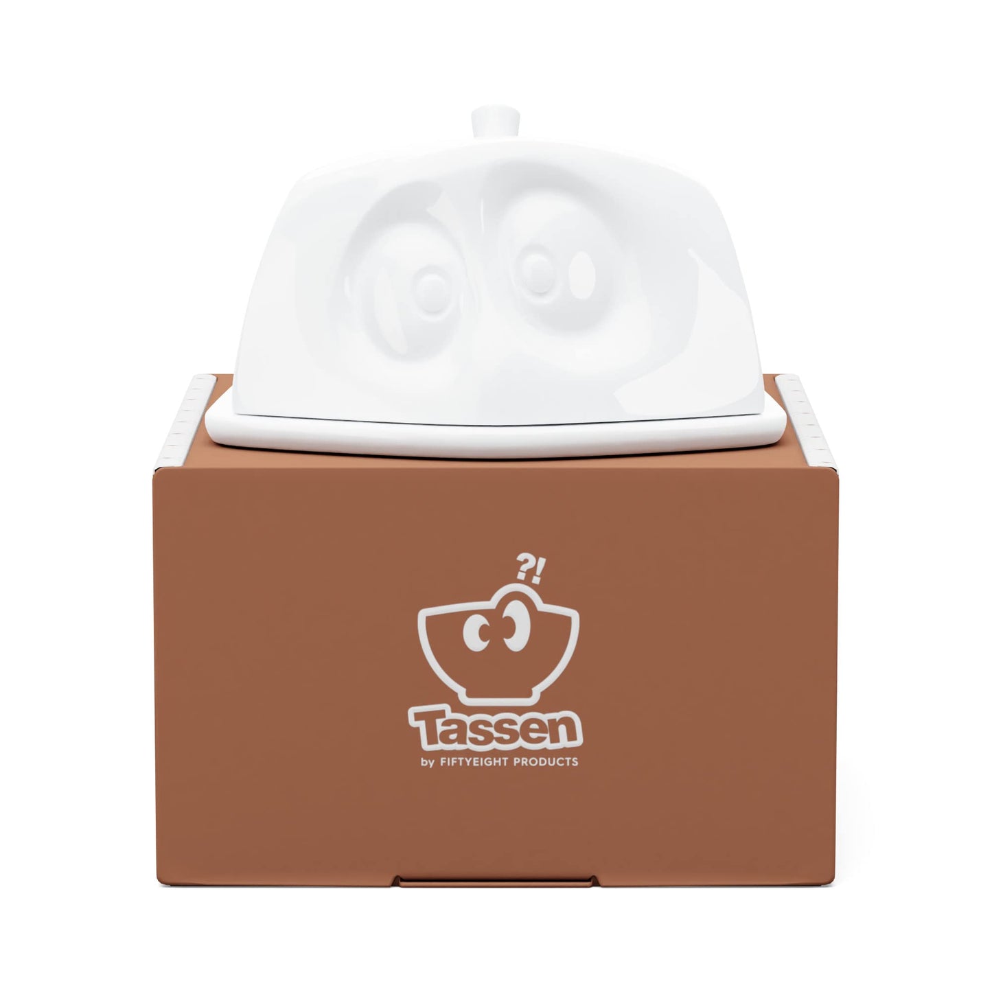 FIFTYEIGHT PRODUCTS / Butter Dish "Hidden", (Porcelain, L: 15.5 cm W: 13 cm, H: 6.5 cm, Weight: 711g, white, Made in Germany)