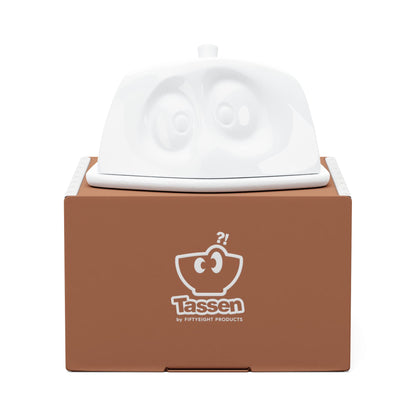 FIFTYEIGHT PRODUCTS / Butter Dish "Hidden", (Porcelain, L: 15.5 cm W: 13 cm, H: 6.5 cm, Weight: 711g, white, Made in Germany)