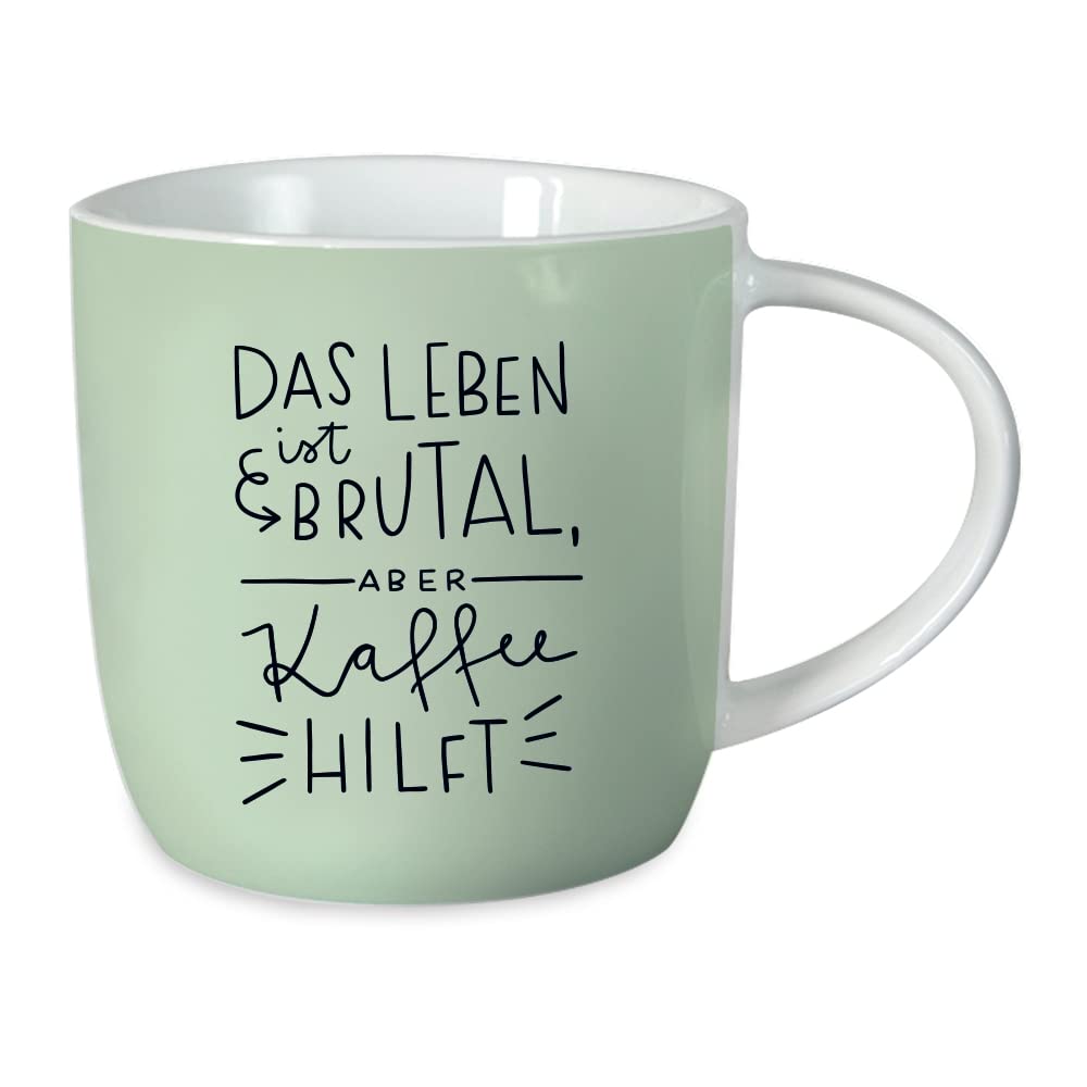 Graphics Workshop Coffee Mug with Saying 300 ml | Porcelain Mug | Life is brutal