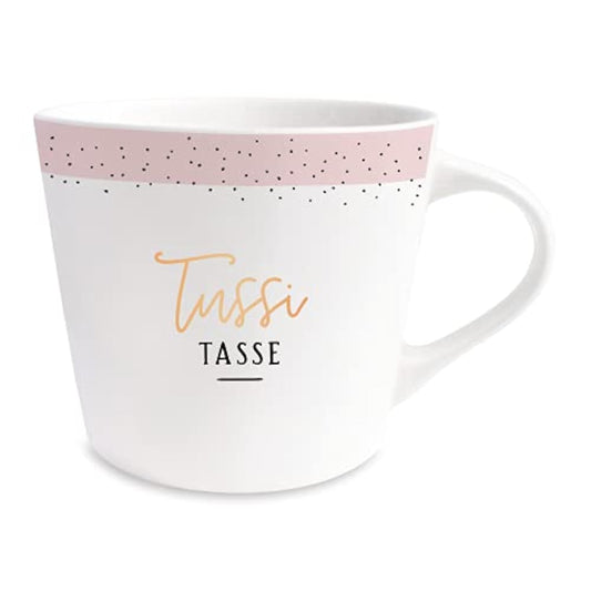 Graphic workshop coffee mug with 100% real gold | Porcelain mug | 420 ml | "Tussi" mug