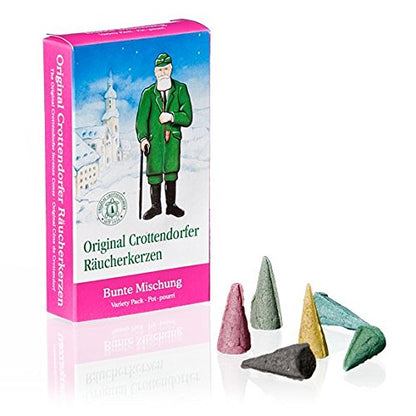 Crottendorfer Räucherkerzen 2er-Set (2 x 24 Stück) Weihnachtlicher Weihrauch, Bunte Mischung