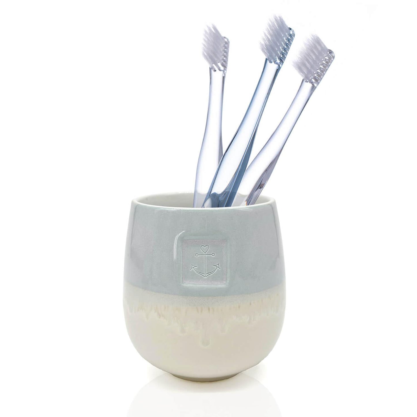 Mea-Living STONEWARE Mug | "ANCHOR" | blue | 400 ml | hand-decorated drinking mug or flower pot