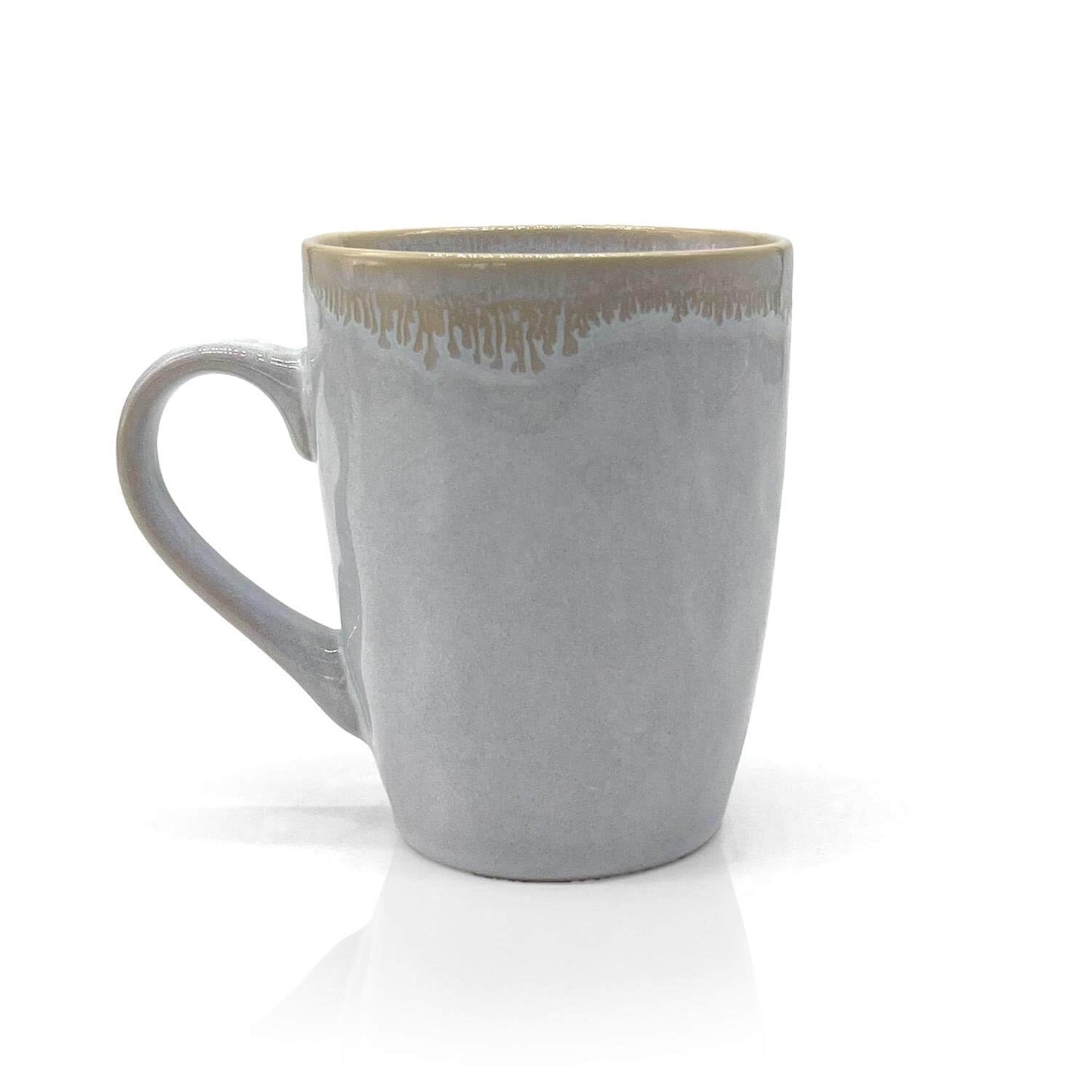 Mea-Living STONEWARE Becher mit Henkel, polarweiß, handgemachtes Steingut, 400 ml, wunderschönes handmade Geschirr