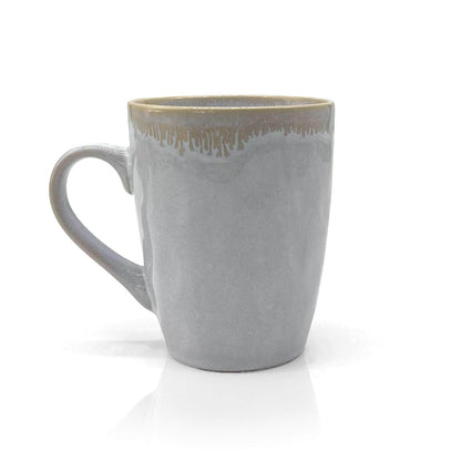 Mea-Living STONEWARE Becher mit Henkel, polarweiß, handgemachtes Steingut, 400 ml, wunderschönes handmade Geschirr