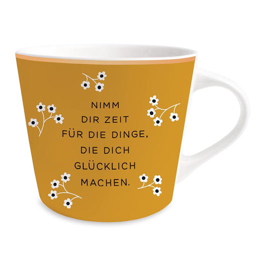 Graphic Workshop Coffee Mug with 100% Real Gold | Porcelain Mug | 420 ml | Take your time