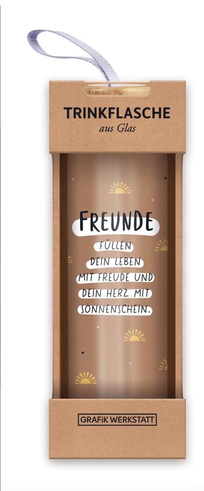 Grafik Werkstatt Borraccia in vetro con frase divertente | con laccetto | 550 ml