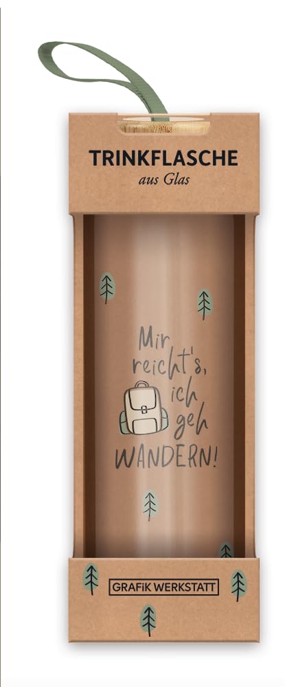 Grafik Werkstatt Borraccia in vetro con frase divertente | con laccetto | 550 ml