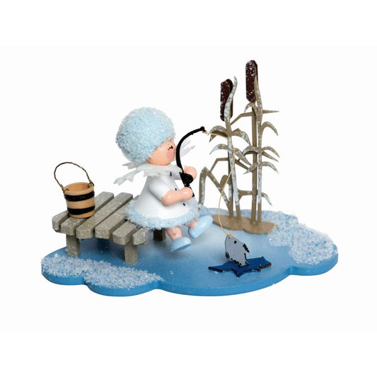 Drechslerei Kuhnert Fiocco di Neve Pescatore nel ghiaccio - 10x7x6 cm