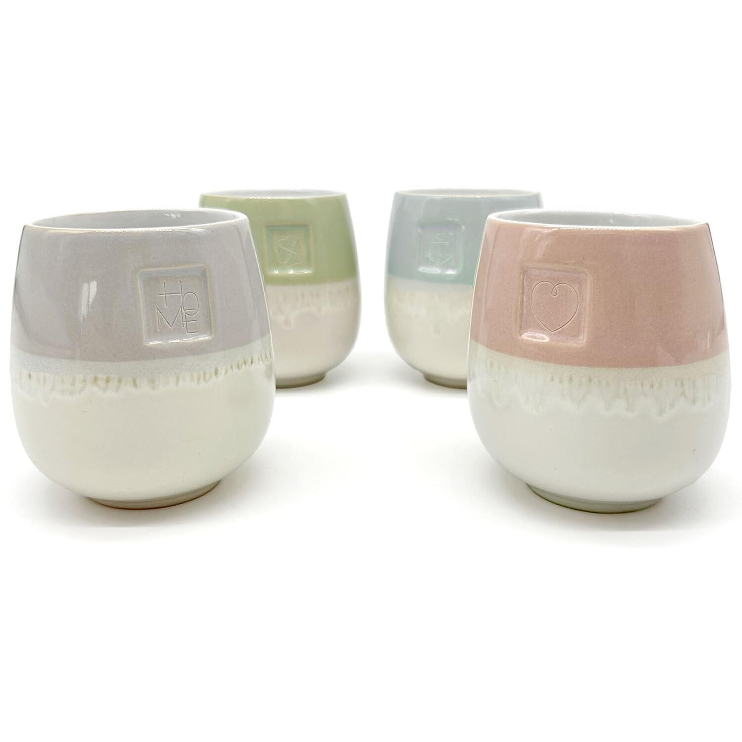Mea-Living STONEWARE Mug | "HOME" | grey | 400 ml | hand-decorated drinking mug or flower pot