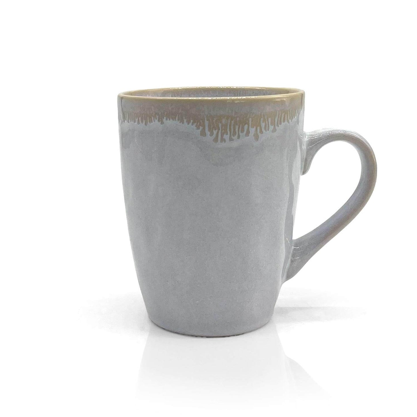 Mea-Living STONEWARE Becher mit Henkel, polarweiß, handgemachtes Steingut, 400 ml, wunderschönes handmade Geschirr