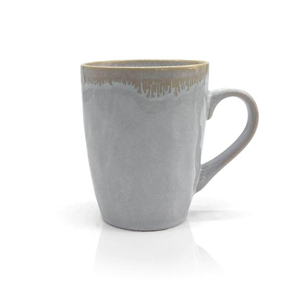Mea-Living STONEWARE Becher mit Henkel, polarweiß, handgemachtes Steingut, 400 ml, wunderschönes handmade Geschirr