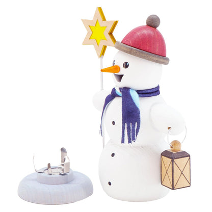 Kuhnert Smokerman/Incense Figurine Made of Wood - Snowman in Various Designs - Approx. 13 cm - Made in Germany