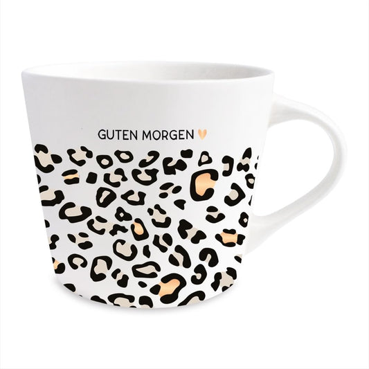 Graphics Workshop Coffee Mug with 100% Real Gold | Porcelain Mug | 420 ml | Good Morning, White-black