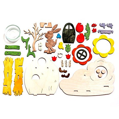 Kuhnert Woodturning Hobaku Craft Kit - Tealight Holder/Candle Holder - Cute Easter Motifs - Wooden Decoration for Assembly - Dimensions: various - Made in Germany