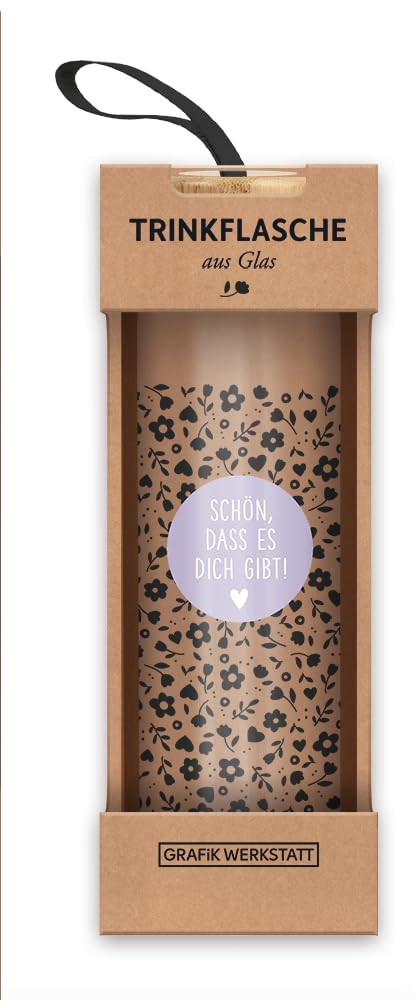 Grafik Werkstatt Borraccia in vetro con frase divertente | con laccetto | 550 ml