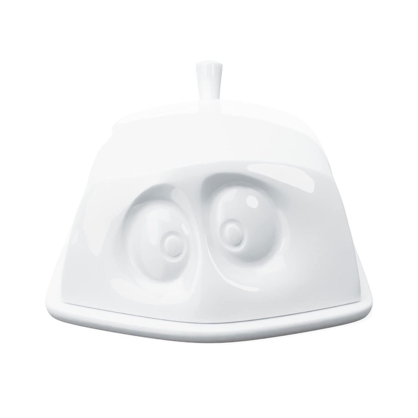 FIFTYEIGHT PRODUCTS / Butter Dish "Hidden", (Porcelain, L: 15.5 cm W: 13 cm, H: 6.5 cm, Weight: 711g, white, Made in Germany)