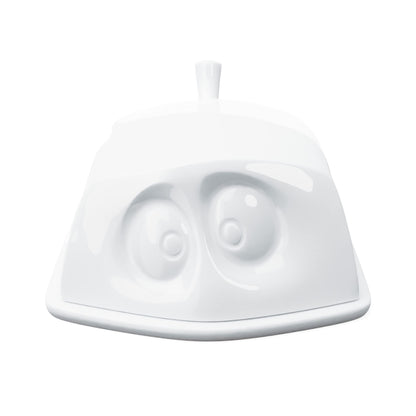 FIFTYEIGHT PRODUCTS / Butter Dish "Hidden", (Porcelain, L: 15.5 cm W: 13 cm, H: 6.5 cm, Weight: 711g, white, Made in Germany)
