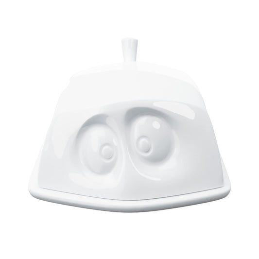 FIFTYEIGHT PRODUCTS / Butter Dish "Hidden", (Porcelain, L: 15.5 cm W: 13 cm, H: 6.5 cm, Weight: 711g, white, Made in Germany)