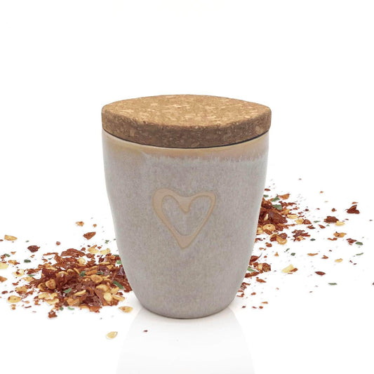 MEA Living, spice in an espresso cup, STONEWARE mug, heart sand, "Bruschetta - classic"