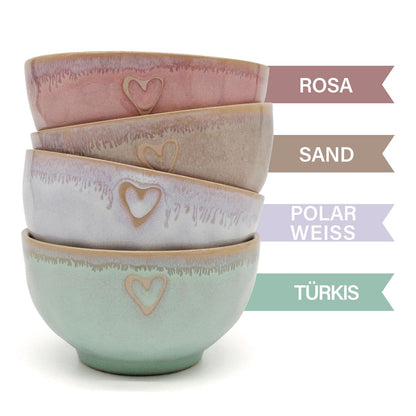 Mea-Living STONEWARE Ciotola sabbia cuore, stoviglie fatte a mano in gres, 450 ml, bellissime stoviglie fatte a mano