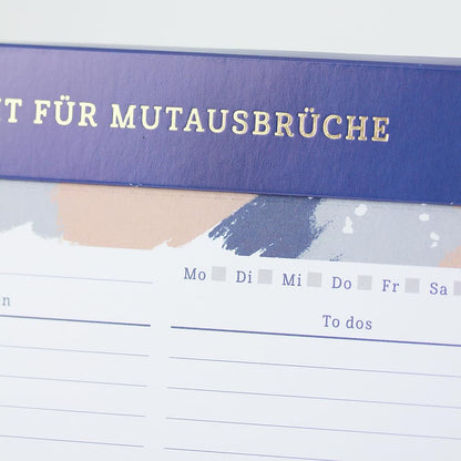 Grafik-Werkstatt Tages-To-Do-Block mit Goldveredelung | 50 Blatt | Zeit für Mutausbrüche