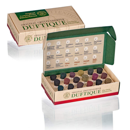 Crottendorfer Incense Cones Duftique - a small selection of incense cones to get to know - Discovery Set - Christmas Scents & Santal Scents - 18 Incense Cones - Made in Germany