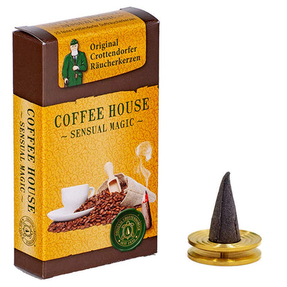 Crottendorfer Sensual Magic Coni d'incenso - Dimensione: M - 20 pezzi + Piatto in ottone - Fragranza: Coffee House - Made in Germany