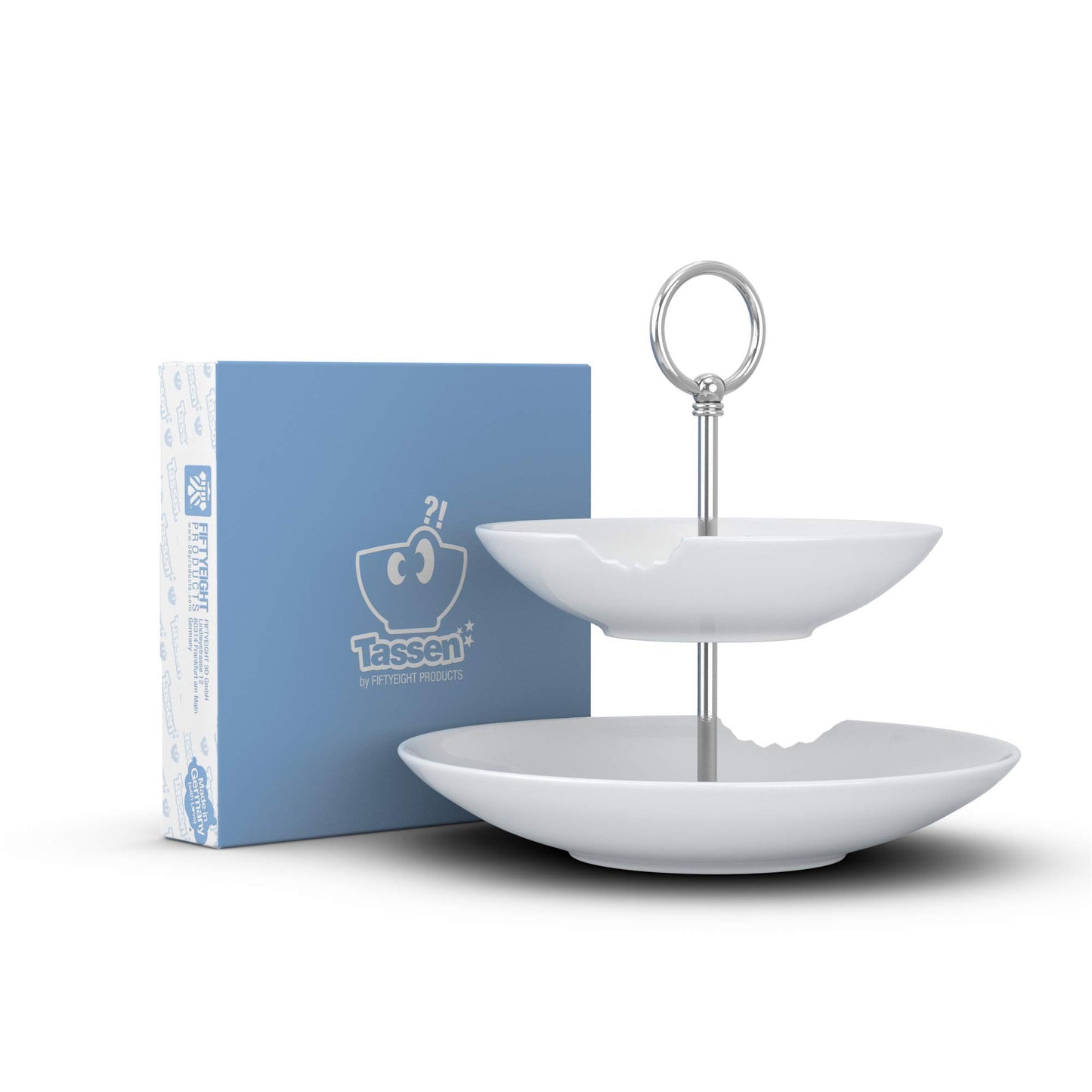 FIFTYEIGHT PRODUCTS / Mugs / 2-Tier Cake Stand "Food Temple" (Porcelain, 18-24 cm, white, Made in Germany)
