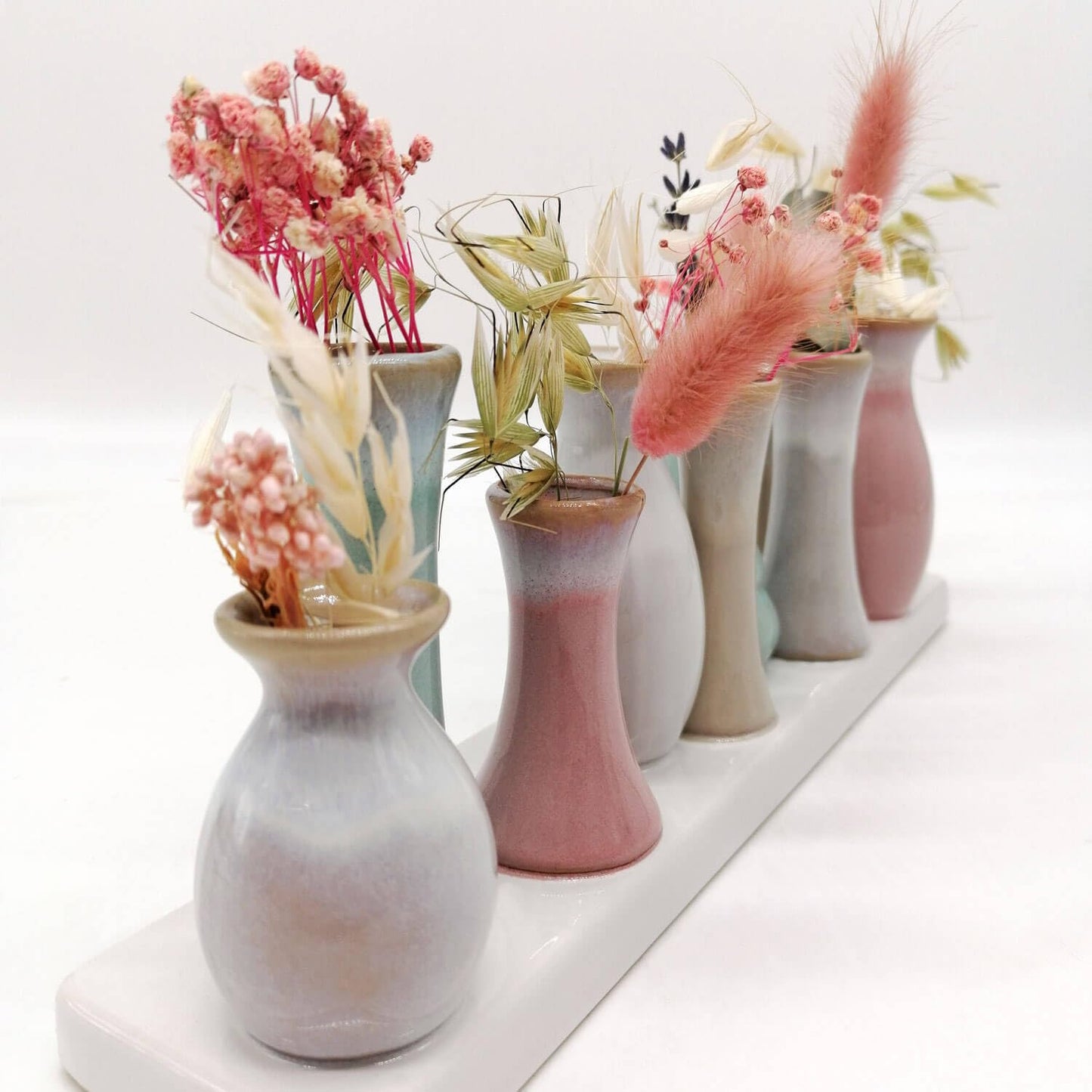 Mea-Living 10 mini vasi su vassoio in ceramica, multicolore