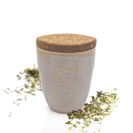 MEA Living, Spice in an espresso cup, STONEWARE mug, Heart sand, "Italian Herbs"