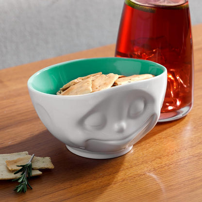 FIFTYEIGHT PRODUCTS / Mugs / Bowl "Happy" (Porcelain, 500ml, white, mint inside, Made in Germany)