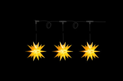 Sterntaler Star Chain | Christmas Star Chain | 3 Stars | 18 Points | Yellow | 12cm | Outdoor | LED | Battery | with Timer & Remote Control