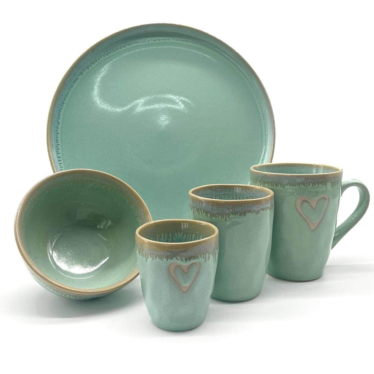 Mea-Living STONEWARE Mug with Handle, Turquoise, Handmade Stoneware, 400 ml, Beautiful Handmade Tableware