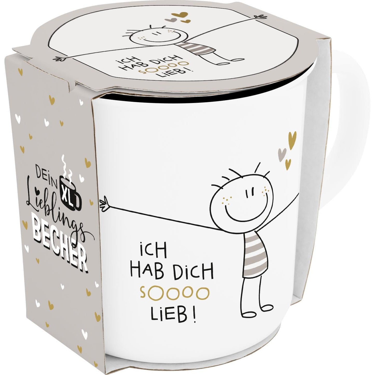 H:PPY life XL Mug with Motif | Favorite Porcelain Mug, Mug with Saying, 55 cl, with Gift Sleeve | Gift for Friend