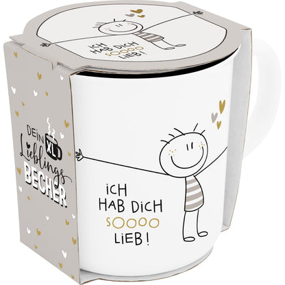 H:PPY life XL Mug with Motif | Favorite Porcelain Mug, Mug with Saying, 55 cl, with Gift Sleeve | Gift for Friend