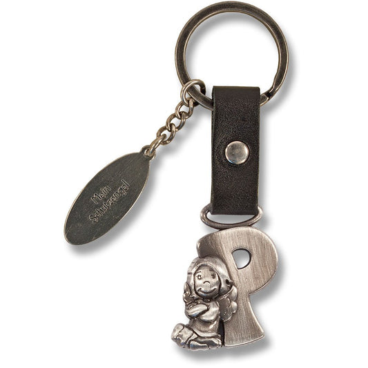 Guardian Angel Keychain Letter P