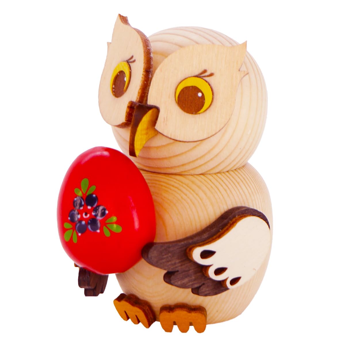 Kuhnert - Decoration/Wooden Figurine - Mini Owl with Easter Egg - Size: approx. 7cm - Made in Germany
