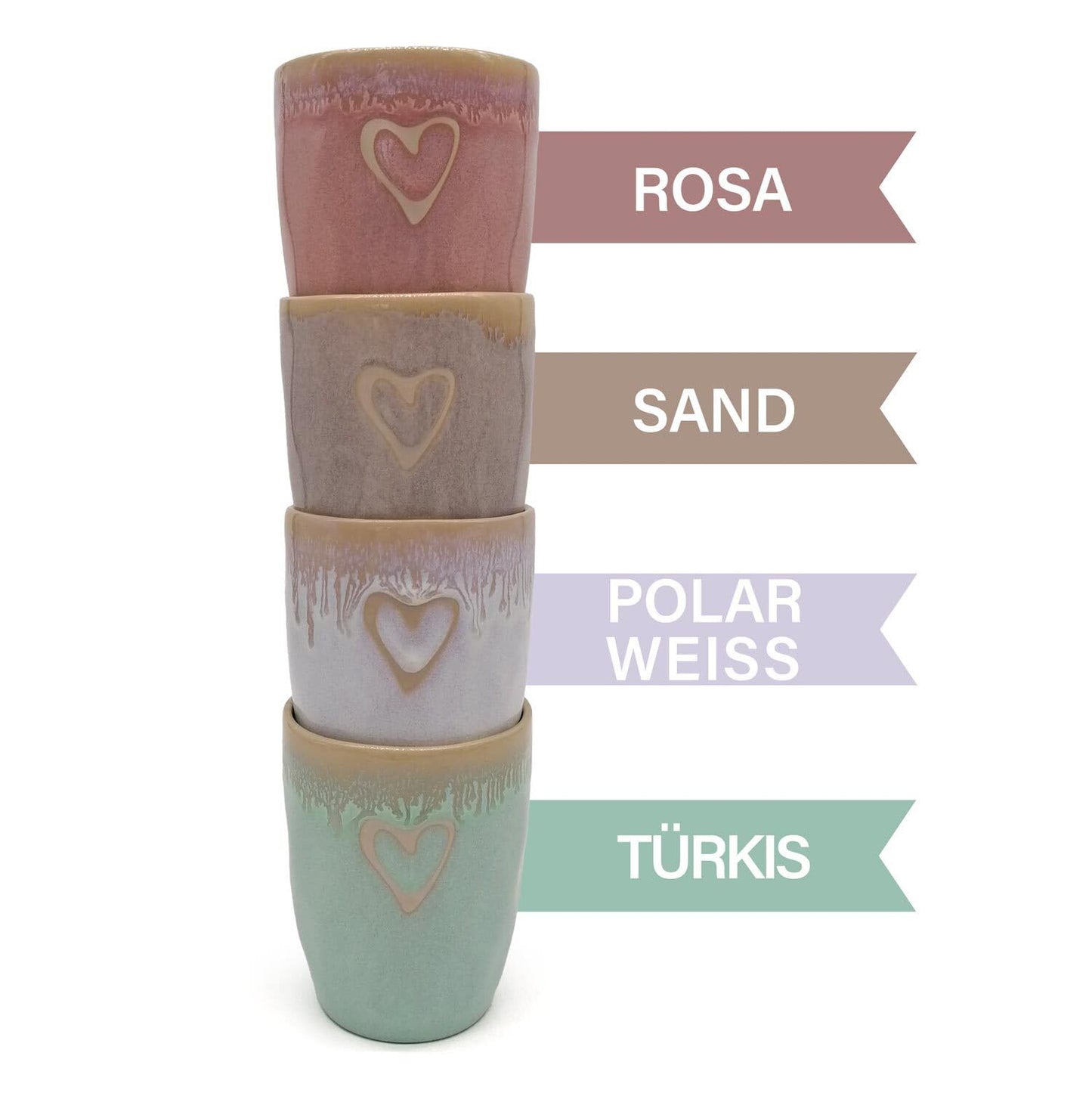 Mea-Living STONEWARE Mug Polar White Heart, Handmade Stoneware, 280 ml, Beautiful Handmade Tableware