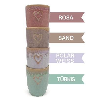 Mea-Living STONEWARE Mug Polar White Heart, Handmade Stoneware, 280 ml, Beautiful Handmade Tableware
