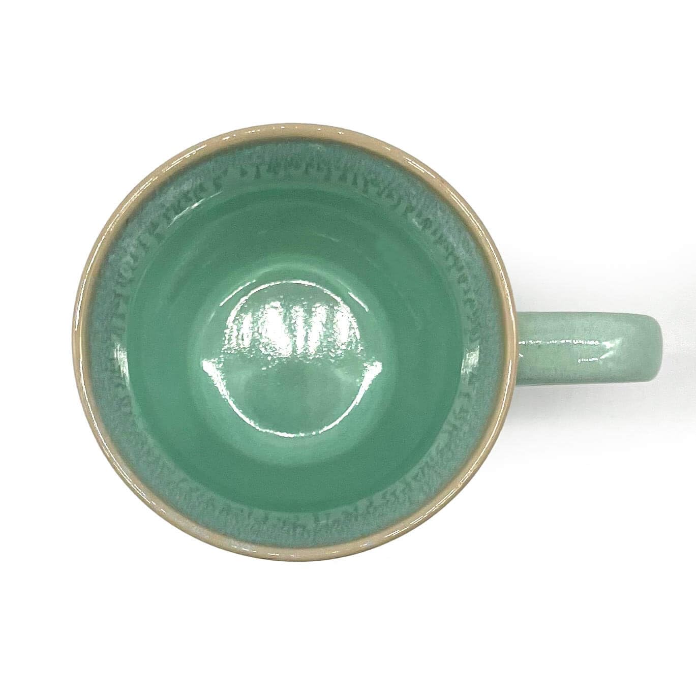 Mea-Living STONEWARE Mug with Handle, Turquoise, Handmade Stoneware, 400 ml, Beautiful Handmade Tableware