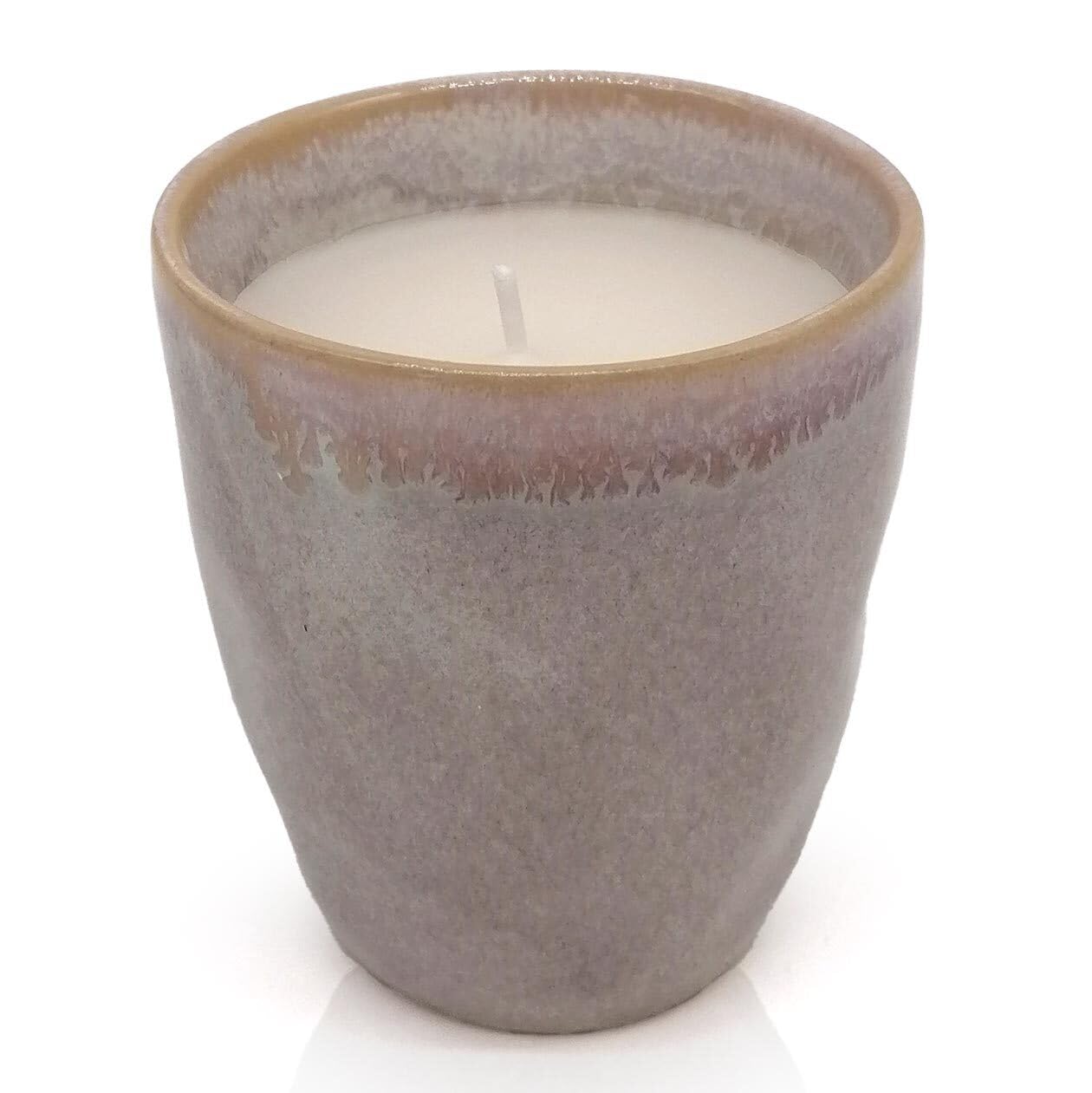 Mea-Living STONEWARE Candela in tazza da espresso color sabbia, gres fatto a mano, 150 ml, splendido servizio da tavola con candela